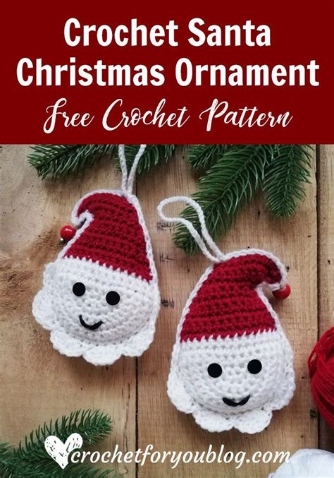 Crochet Santa Christmas Ornament With Text Overlay That Says Free