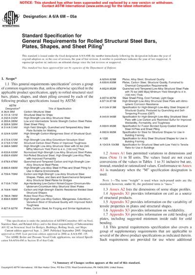 ASTM A6 A6M 05a Standard Specification For General Requirements For