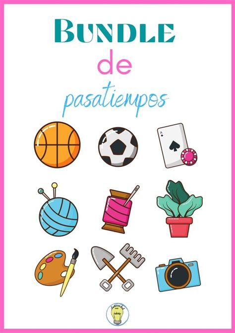 A Poster With The Words Bundle De Pastiempes On It And Various Items