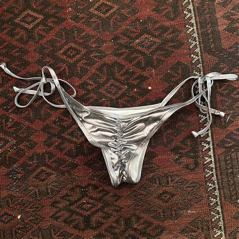 Silver Foil Bikini Set Only Top Has Been Worn A Depop