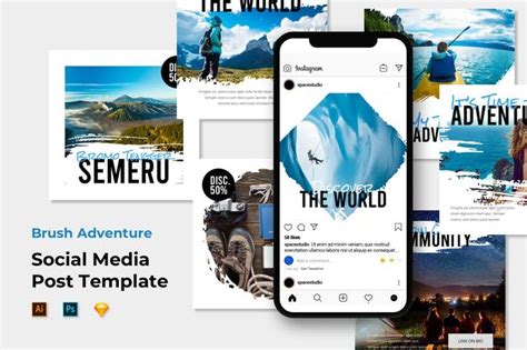 Brush Adventure Instagram Post Feed Template Instagram Template