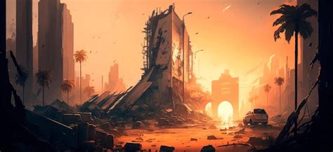 Premium Photo | Empty cities after the disaster ruins after the ...