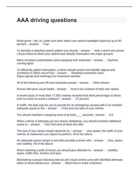 AAA driving questions with solutions 2024 - AAA - Stuvia US