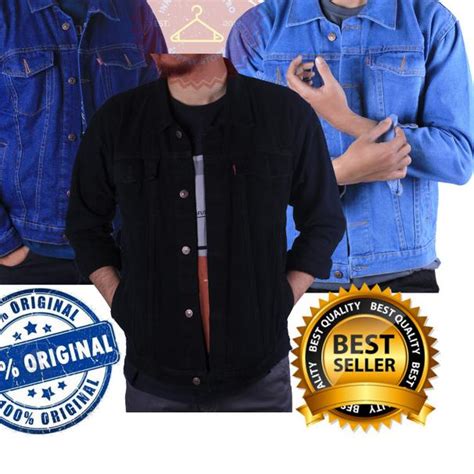 Jual Jaket Jeans Pria Outer Denim Cowok Biru Dongker Navy Hitam Biru