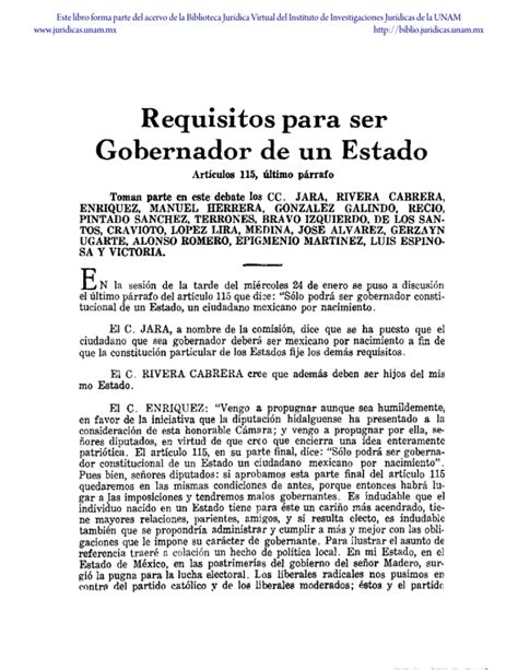 Requisitos Para Ser Gobernador De Un Estado