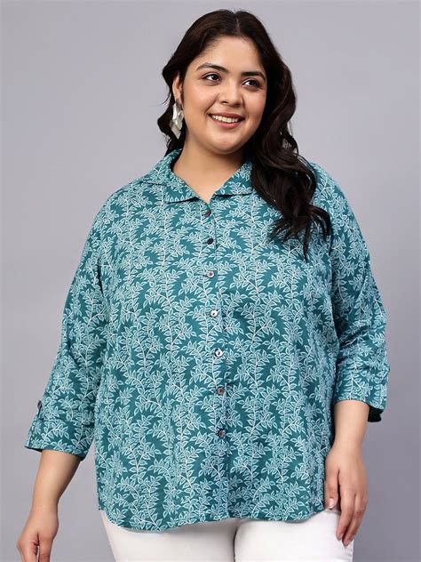 Buy Indietoga Plus Size Classic Floral Printed Cotton Casual Longline