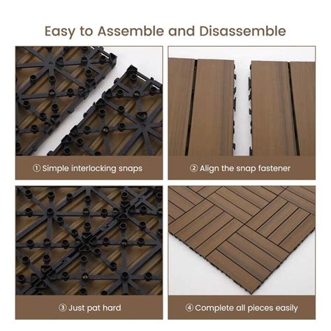 Pack Solid Wood Deck Flooring Wood Interlocking Deck Tiles X