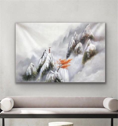 Customised Oil Painting Handpainted Art Mountains Fengshui Hobbies