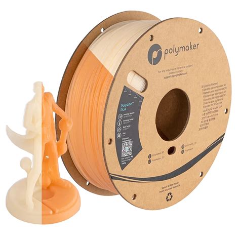 PolyLite PLA UV Natural A Anaranjado 1 75mm 1Kg Krear 3D