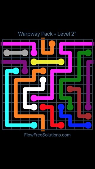 Flow Free Warps Warpway Pack Level 21 Puzzle Solution And Answer