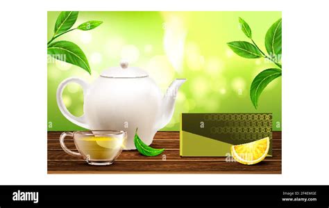 Green Tea Creative Promo Advertising Poster Vector Stock Vector Image