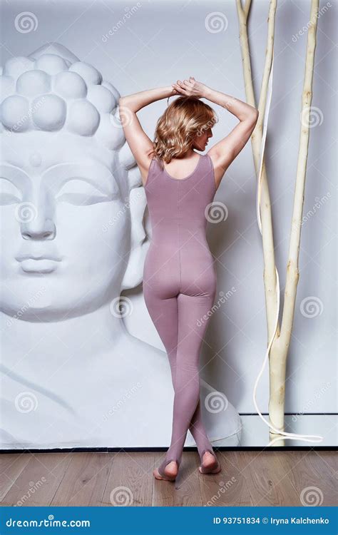 Beautiful Blonde Woman Perfect Athletic Slim Figure Engaged Stock Photo Image Of Fitness