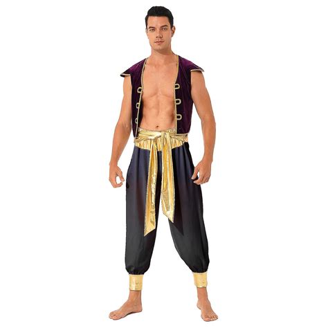 Adult Arab Prince Costume Mens Persian Arabian Halloween Role Play Vest