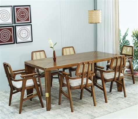 Buy Itish Teak Wood 6 Seater Dining Table Set At 36 Off Online Wooden Street