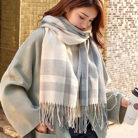 Veithdia 2018 Autumn Winter Female Wool Plaid Scarf Women Cashmere Scarves Wide Lattices Long