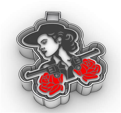 Stl File Cowgirl Guns Roses Freshie Mold Silicone Mold Box・3d Printable Design To Download・cults