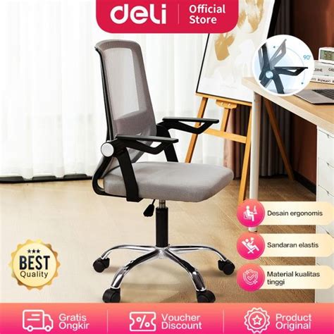 Jual Deli Office Chair Kursi Kantor Kerja Jaring Desain Ergonomis