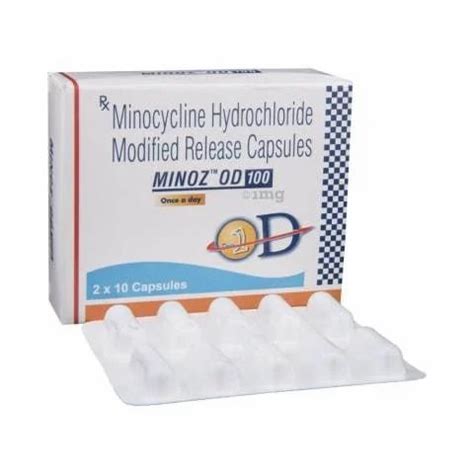 Minoz OD Minocycline Hydrochloride 100mg Capsules 10 Capsules