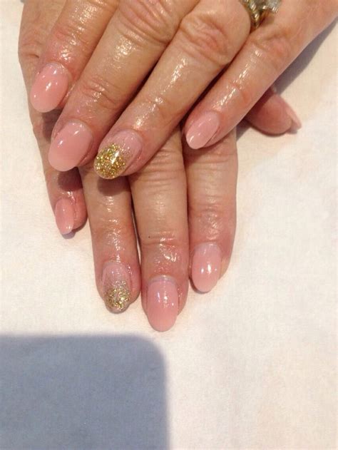 Nude Gold Glitter Nails