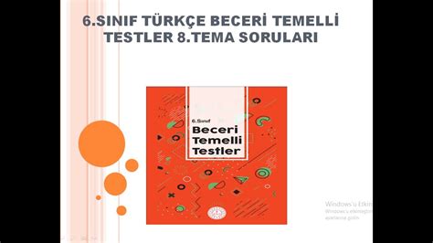 Sinif T Rk E Becer Temell Testler Tema Sorulari Youtube