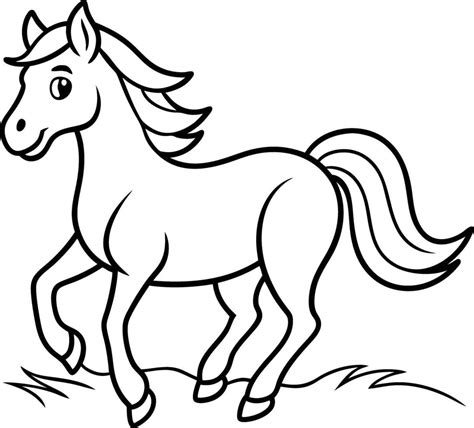 horse illustration outline art  kids coloring pages  vector