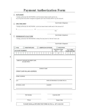 Fillable Online Payment Authorization Form Idxnetwork Fax Email Print