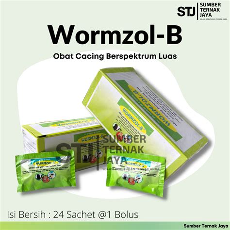 Wormzol B 1 Box Isi 24 Sachet Per 1 Bolus Kemasan Bolus Obat Cacing