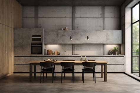 Premium Photo | Minimalist brutalist kitchen interior with clean ...