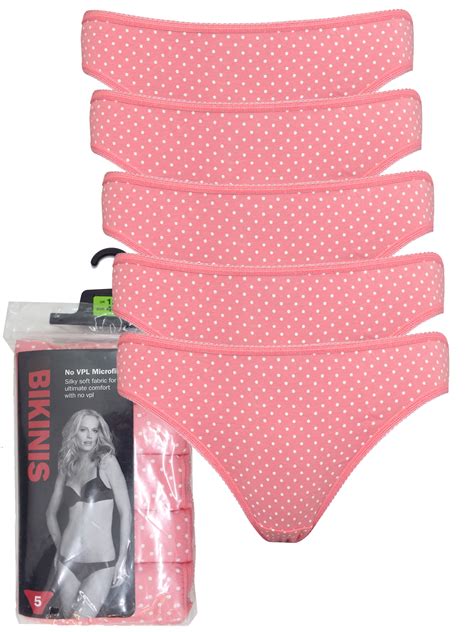 George PINK Pack Cotton Rich Spotted Bikini Knickers Size To