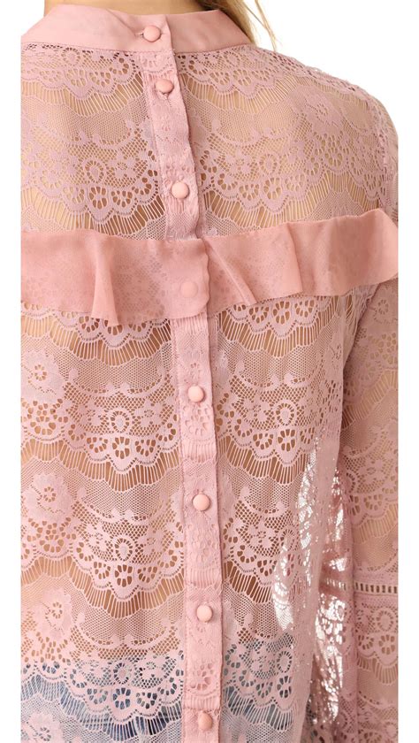 Glamorous Ruffle Lace Blouse in Dusty Pink (Pink) - Lyst