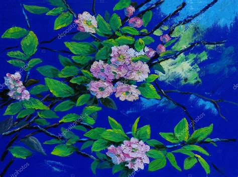 Oil painting of spring flowers on canvas, art work Stock Photo by ...