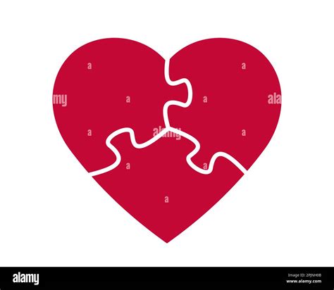 Puzzle heart shapes. Three puzzle pieces. Valentine day symbol. Jigsaw heart symbol. Romantic ...