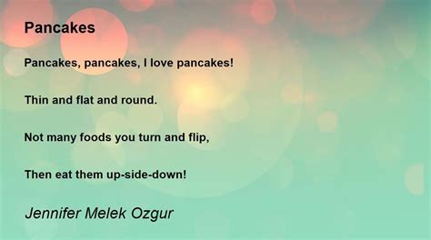 Pancakes Pancakes Poem By Jennifer Melek Ozgur