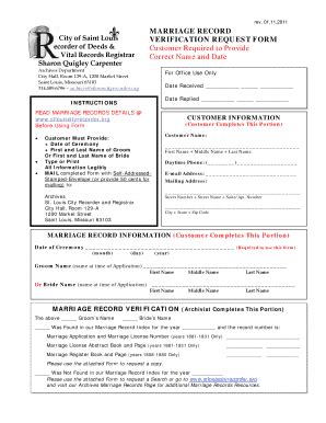 Fillable Online Stlouiscityrecorder Verification Form St