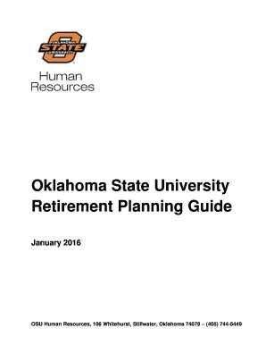 Fillable Online Hr Okstate Osu Retirement Planning Guide Human