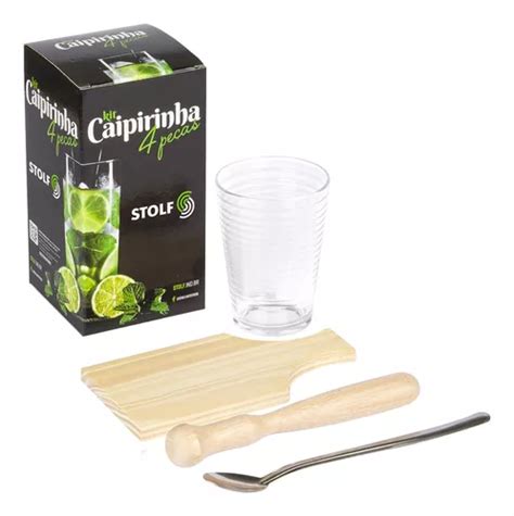 Kit Caipirinha Copo Ml Tabua De Madeira Socador