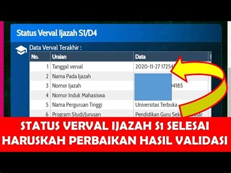 STATUS VERVAL IJAZAH S1 SELESAI DI INFO GTK 2022 HARUSKAH PERBAIKAN