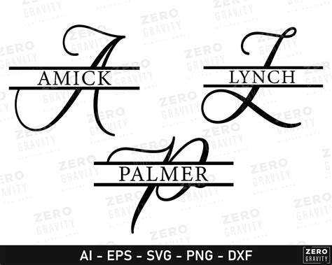 Split Monogram Svg Alphabet Digital Files For Cricut Custom Etsy