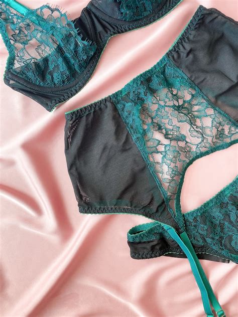 Emerald Sheer Lingerie Set Etsy