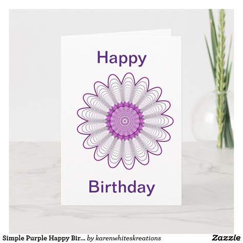 Simple Purple Happy Birthday Card | Zazzle | Purple happy birthday ...