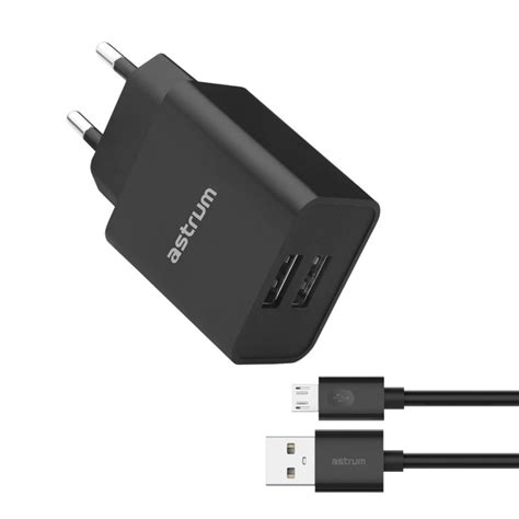 Astrum Pro Dual U24 12w 24a Dual Usb Fast Travel Charger Micro Usb