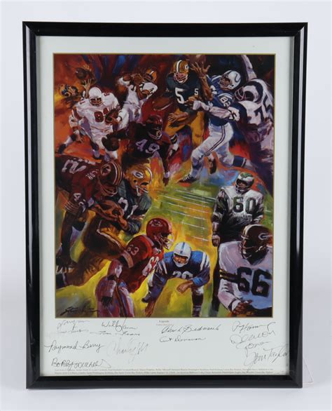 Nfl Hall Of Fame Legends Custom Framed Print Signed By 11 With Willie