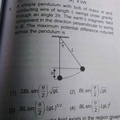 A Simple Pendulum With Bob Of Mass M And Conducting Wire Of Length L Swin