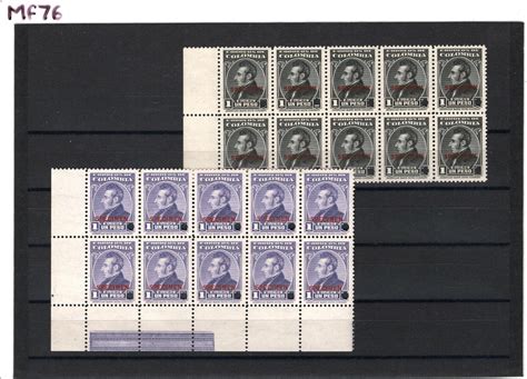 Colombia Abnco Stamps Specimen Marginal Corner Blocks Mint Umm