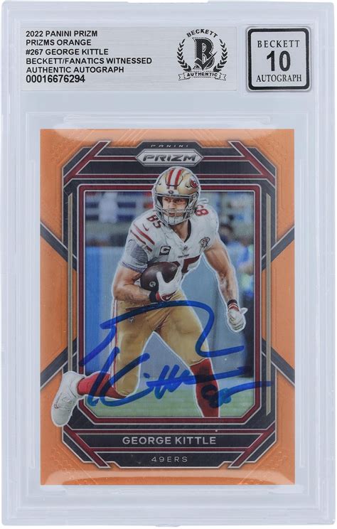 George Kittle San Francisco 49ers Autographed 2022 Panini Prizm Orange