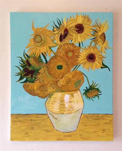 Hand Painted Vincent Van Gogh Sunflowers Painting Reproduction on ...