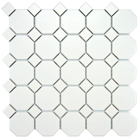 Merola Tile Metro Octagon Matte White With Dot 11 12 In X 11 12 In