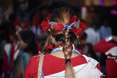 Image Of Assamese Woman In Traditional Assam Clothes During Bihu