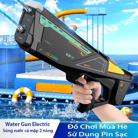 WaterGun Electric Súng Nước Điện 2 Nòng Bắn Tự Động Tầm Xa Tối Đa 10m