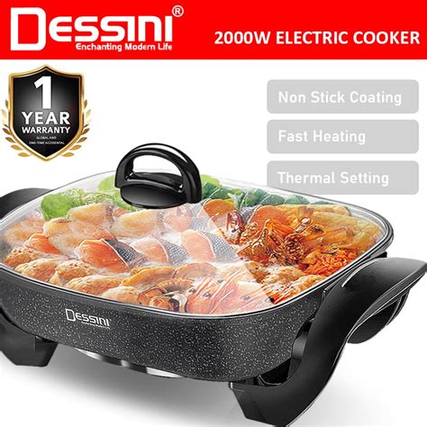 DESSINI ITALY Electric Cooker Steamboat Hot Pot Casserole Non Stick Frying Wok Pan Rice Cooker